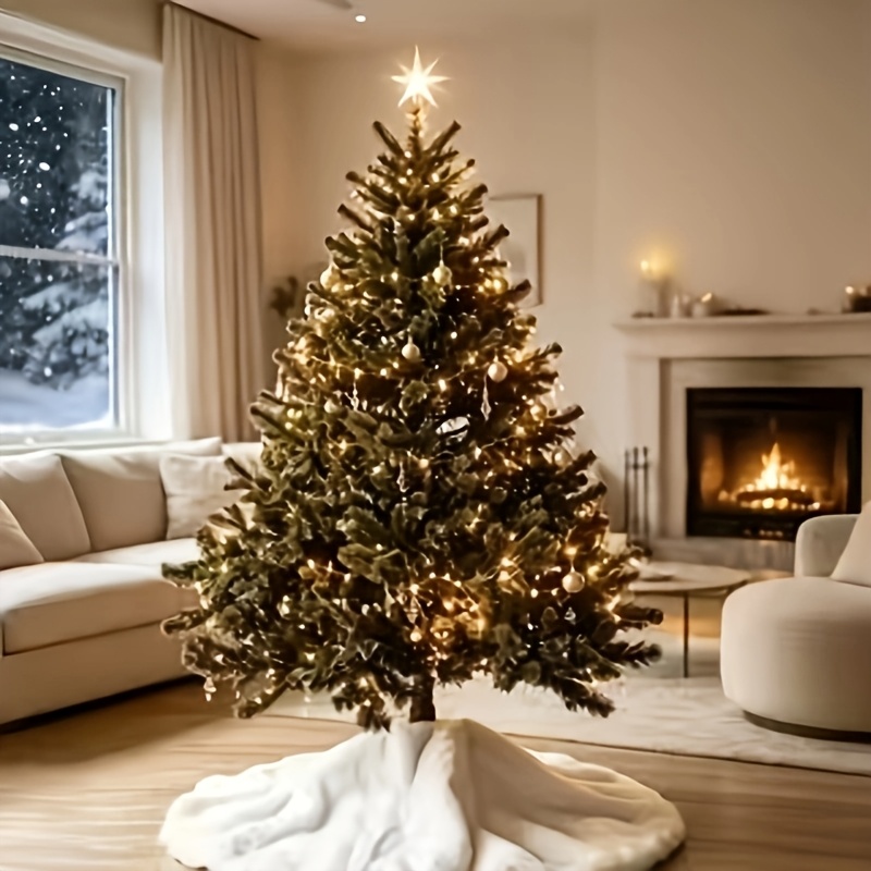 TEMU 1pc White Christmas Tree Skirt Mini Faux Fur Plush Tree Skirt Christmas Skirt, Holiday Decor Christmas Supplies Home Decor Event Decor White