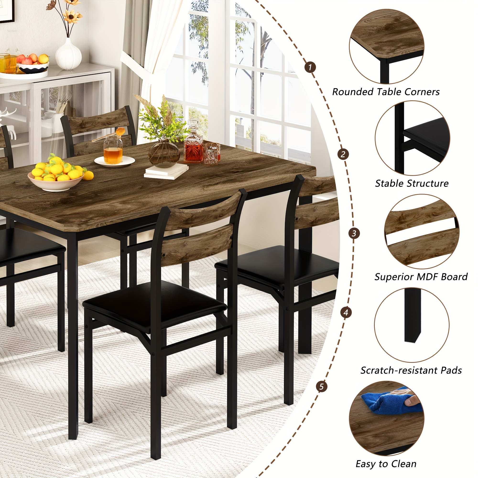 dining table sets modern wood kitchen table chairs set Temu