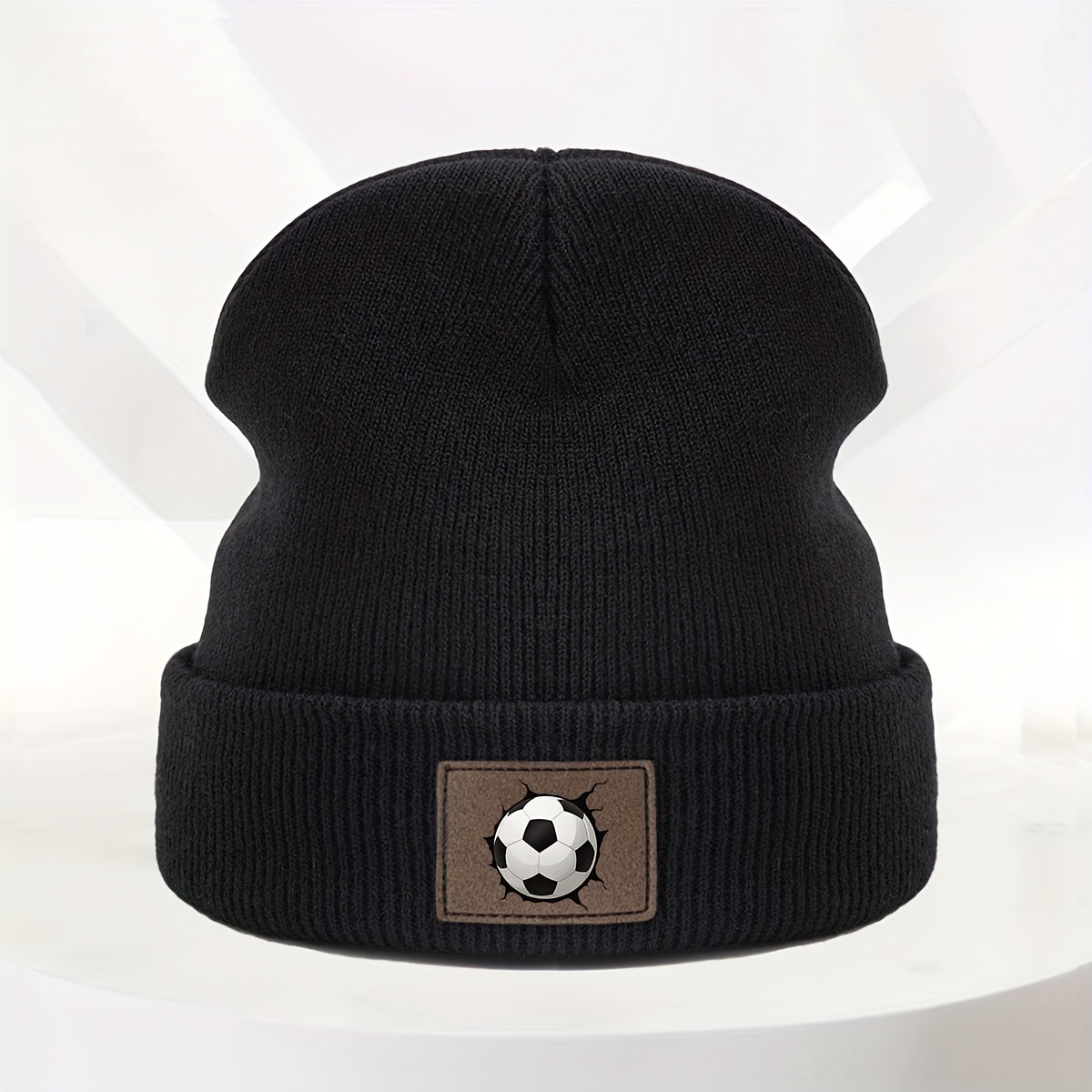 TEMU Bonnet pull très extensible pour couples, style hip-hop avec . bonnet tricoté d'inspiration footballistique procure de la chaleur à et est
