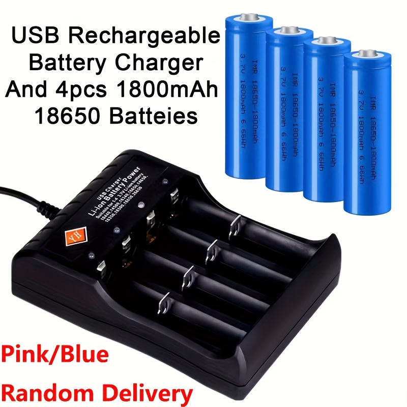 4 2pcs 18650 3 7v li ion rechargeable battery two slot - Temu