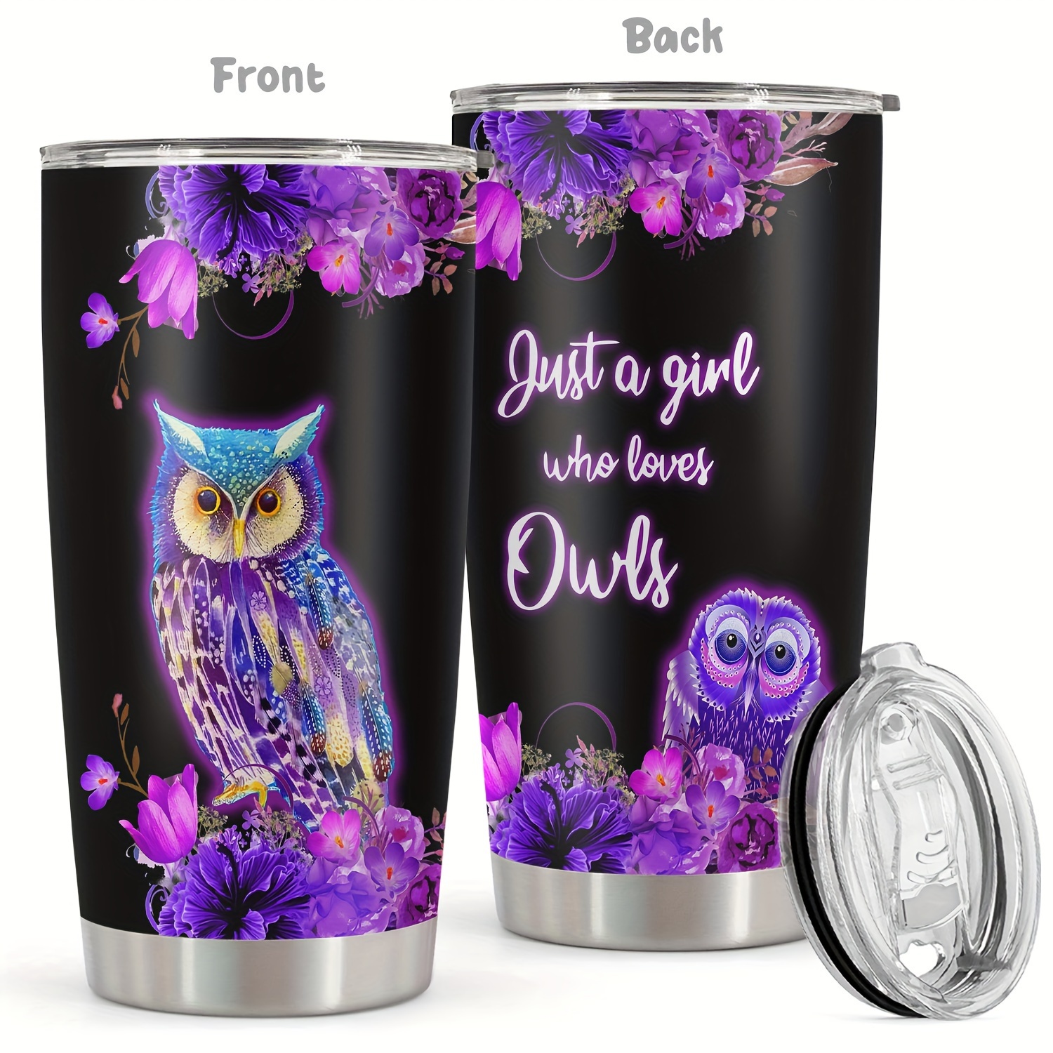 

1pc, 20oz Tumbler, Owl Funny Print Mug Tumbler For Wedding Birthday Graduation Party, Birthday Christmas Gifts For Women Mom Sisters Teacher Coworker