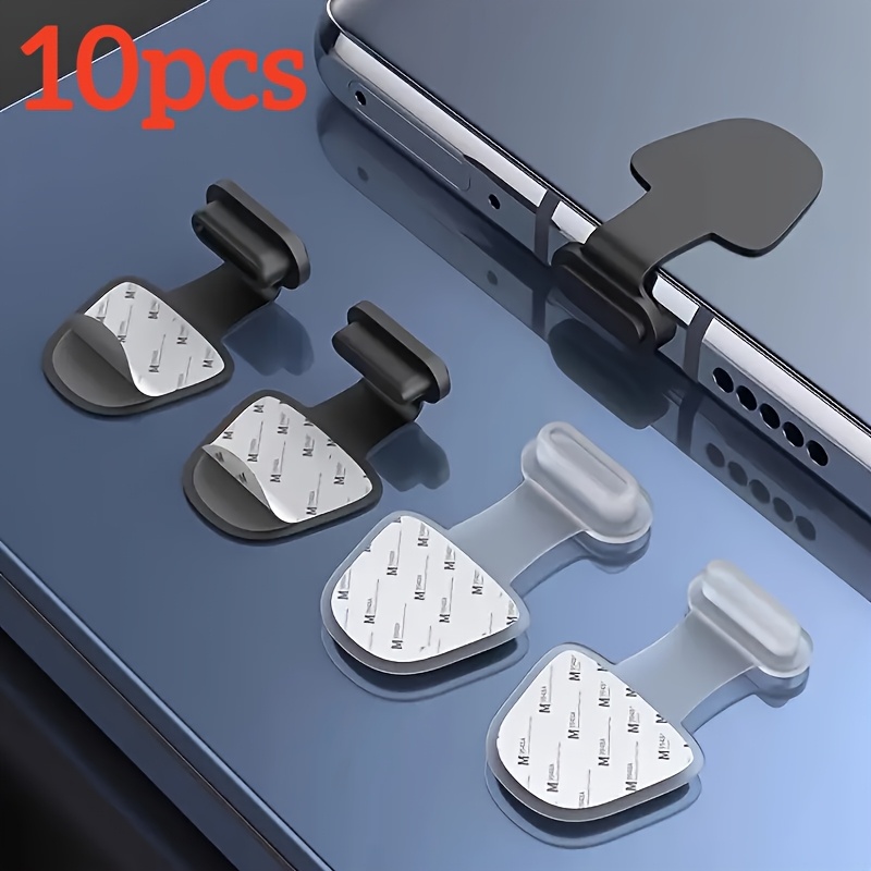 juego de 10 tapones antipolvo para teléfono móvil diseñados para proteger   carga, con pegatinas anti-pérdida   con type-c