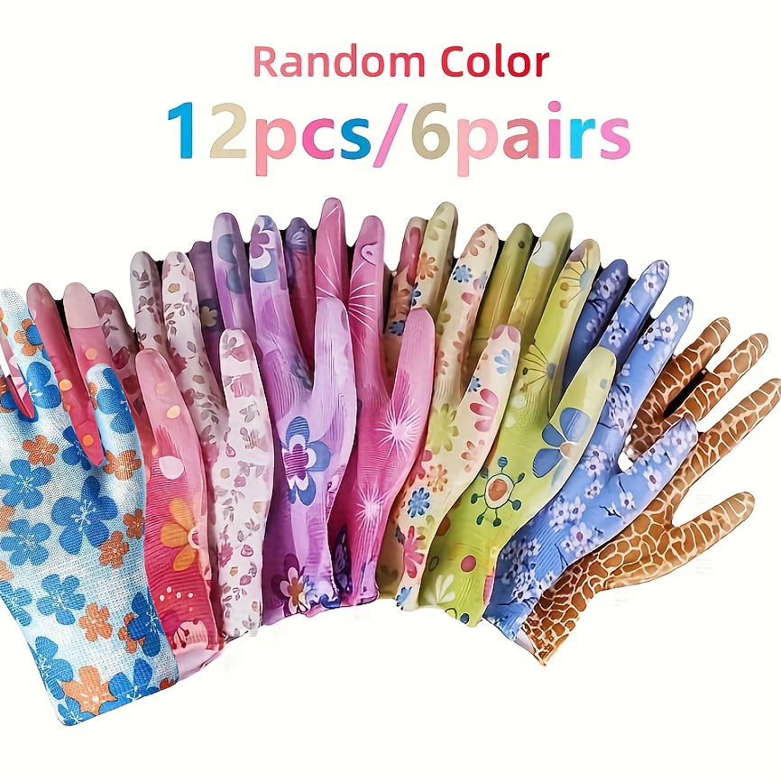 TEMU 8/12/18 pezzi Guanti da Donna, Guanti in Nylon Traspiranti per , Guanti Multifunzionali Stampati, Guanti per Pulizie, Taglia Unica Casuale