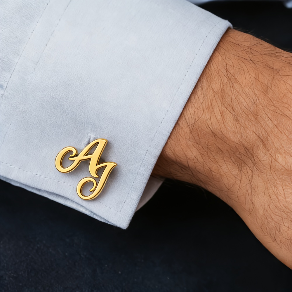 Custom Initial Cufflinks Personalized with 2 Letters, Minimalist Design