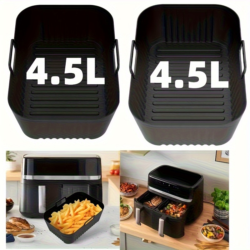 Sartén de Freidora de Aire de Doble Zona Compatible con Hornos y Microondas - Cesta Antiadherente Reutilizable, Fácil de Limpiar, Ajuste para la Mayoría de Freidoras de Aire y Uso Comercial, Compatible con Freidoras de Aire, Hornos, Microondas (Capacidad de 9L) - para cocina - Imagen 11