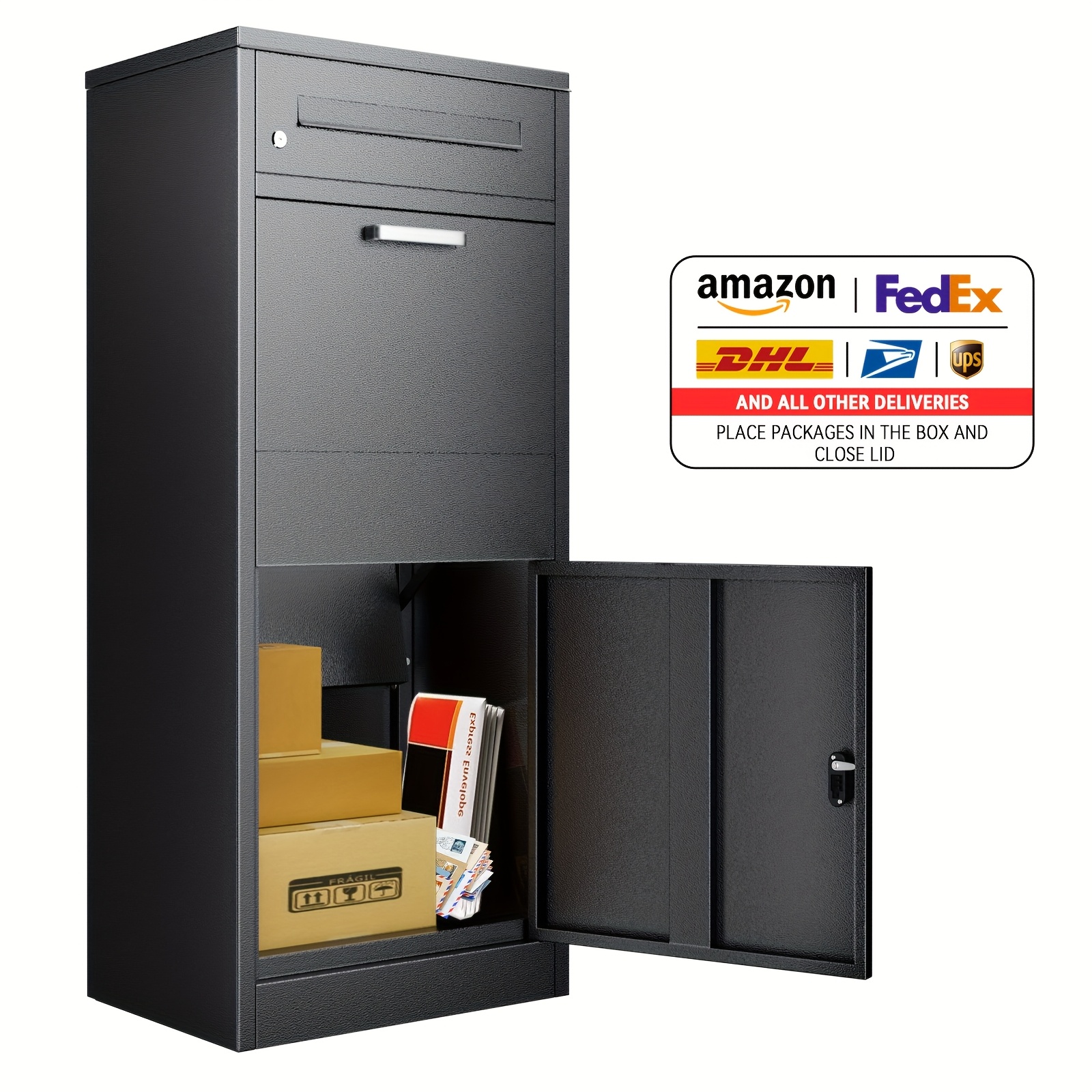 Secure Outdoor Parcel Mailbox, Large Package Envelopes, Theft-proof Parcel Mailbox With Password Lock, Three-tier Country House Parcel Box For , Garden