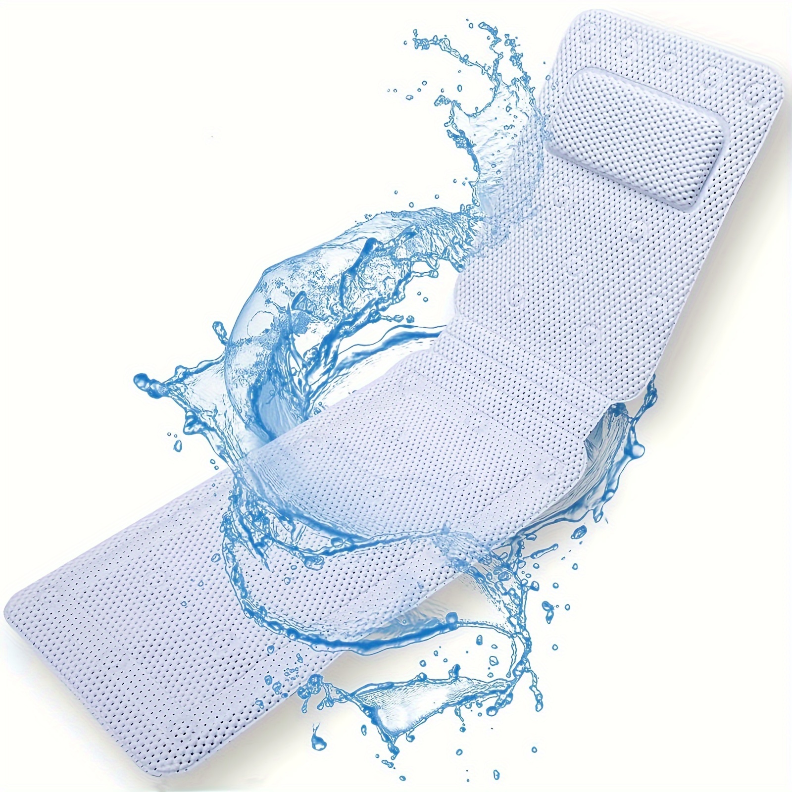 

1pc Bath Pillow For Full Body, Spa Pillow For Tub, Bathtub Pillow, Bath Bed With Suction Cups, Fits Most Bath Tub, Bathtub Supplies, Bathroom Accessories