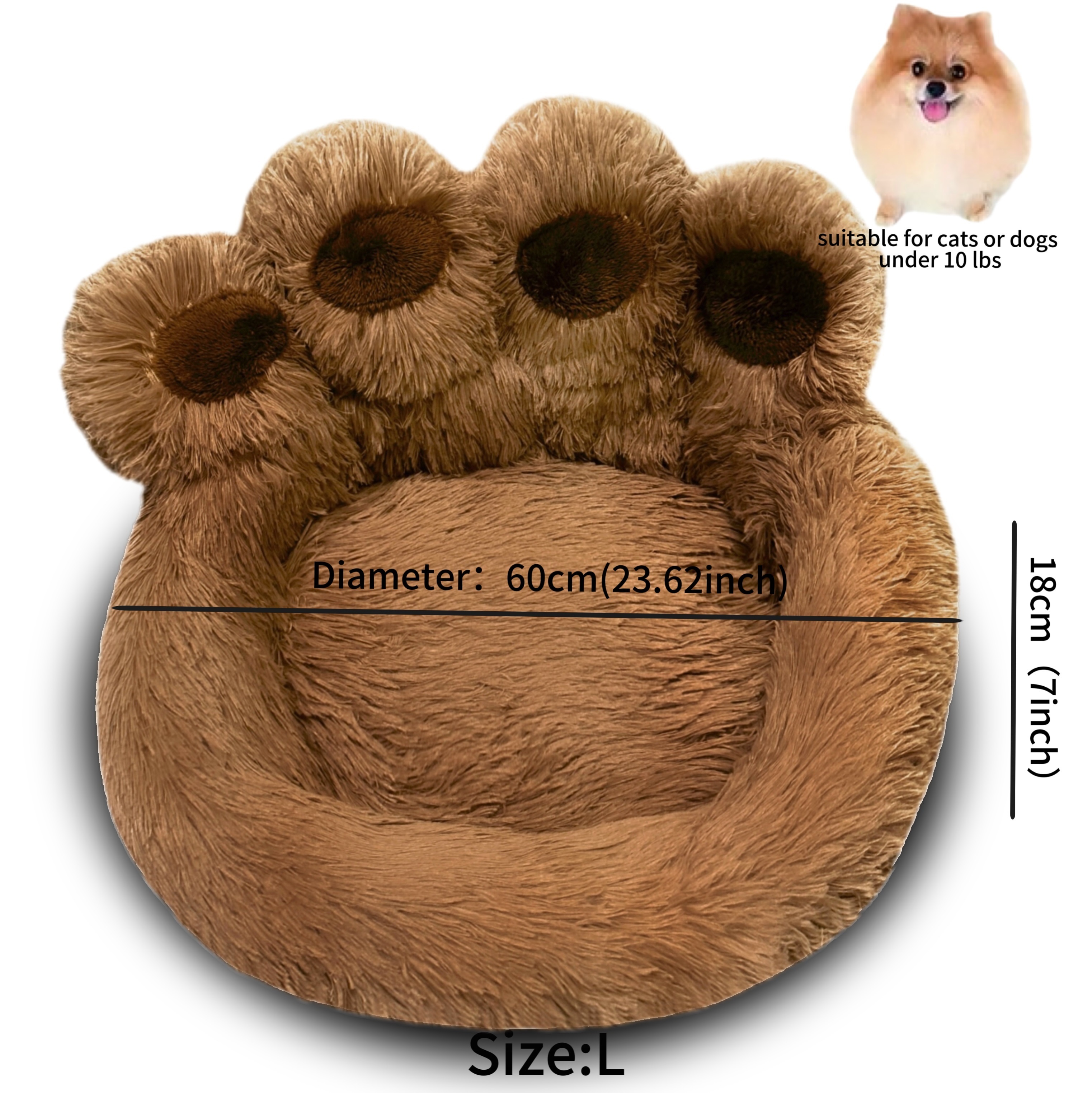 deluxe   plush pet bed ultra soft   fur round lounger for dogs cats warm and calming donut nest with anti slip bottom thick pp filling machine washable   small medium large breeds all year round Product details 14
