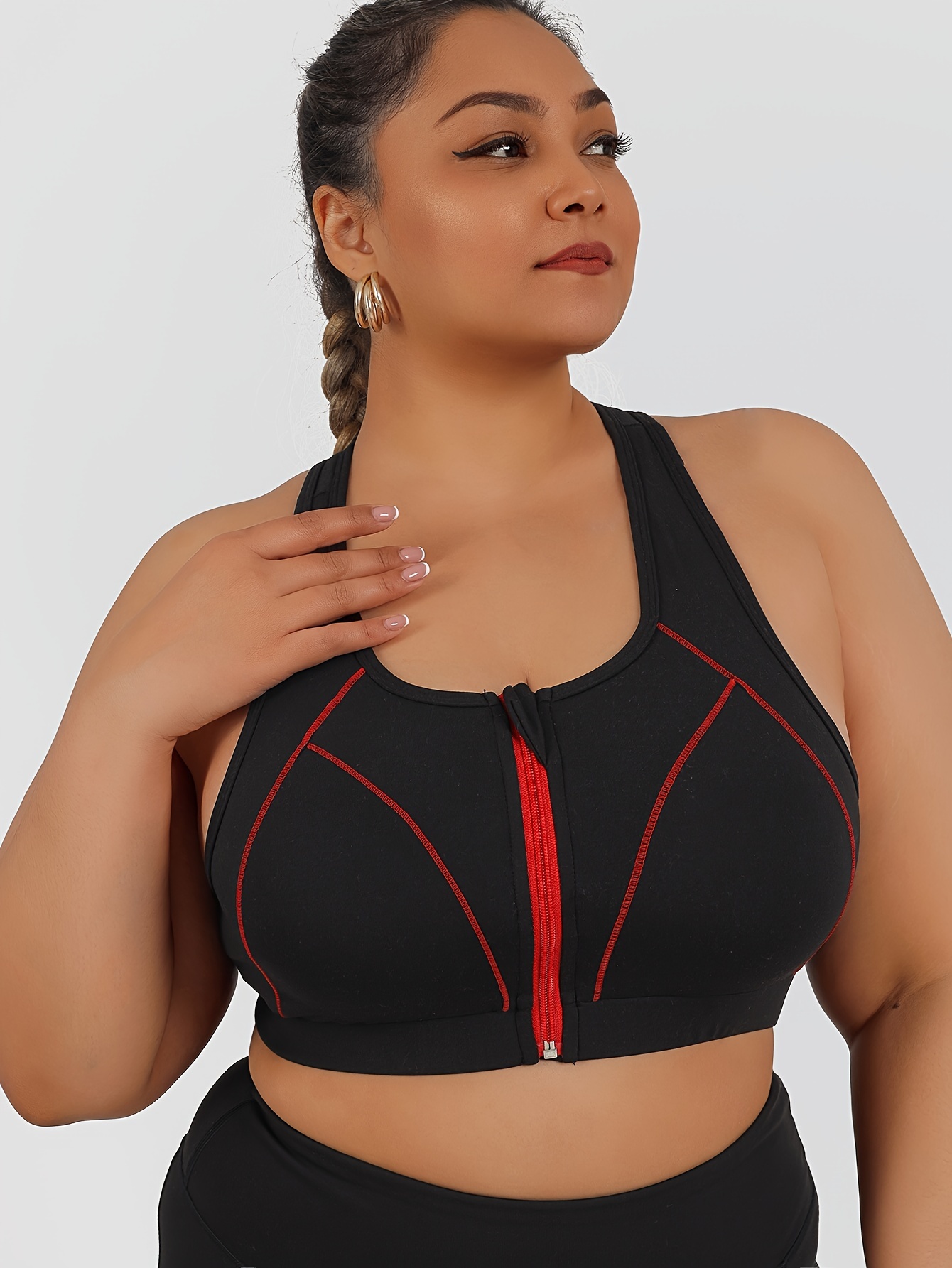 High-intensity Collision Color Fitness Bra With Front Zipper, One-piece Outerwear, Beautiful Back, Anti-sagging Yoga Vest