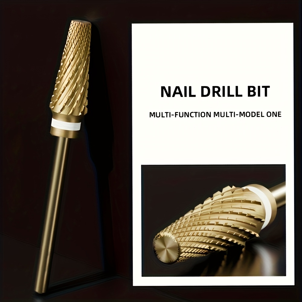 Image of 1pc Of High-end Nail Grinding Head, Made Of Golden Steel, In Models And Sizes, Designed For Removing Nail Polish Gel