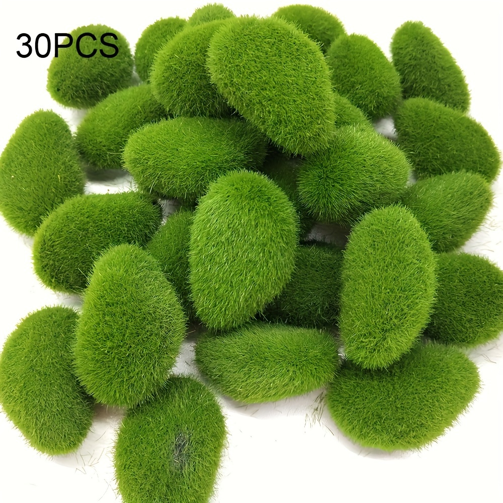 

30-piece Set Of Lifelike Artificial Moss Rocks - Perfect For Crafts, Home Decor & Festive Occasions
