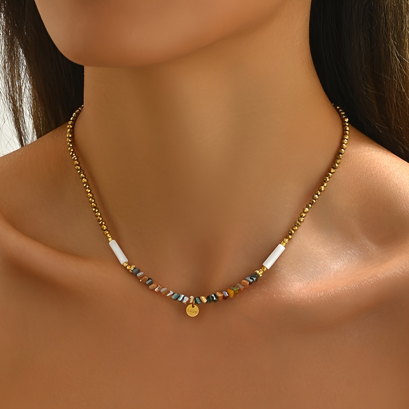 Bohemian Beaded Necklace with Artificial Crystal
