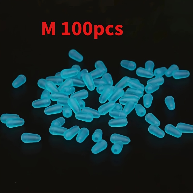 TEMU 100 Blue Silicone Fishing Beads- For Fishing Line Adapters, Anti-entanglement Assembly Additions For Freshwater And Saltwater Fishing, Oval Plug