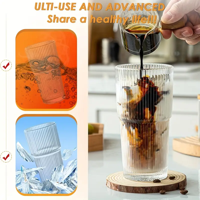 2pcs 600ml 20oz glass cups with lids and 2 straws thick glass portable drinking cups coffee cups beverage cups smoothie cups coffee cups party cups exquisite gifts mothers day gifts birthday gifts Product details 5