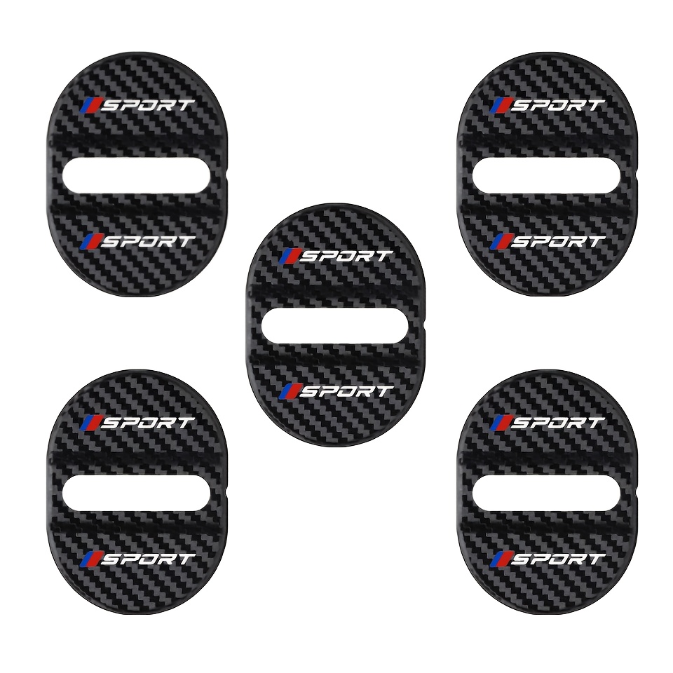 E-shop 5er-Set Sportliche Auto Türschloss Abdeckung. Es verfügt über ein Carbonfaser-Textur-Design und besitzt Funktionen wie Stoßdämpfung,