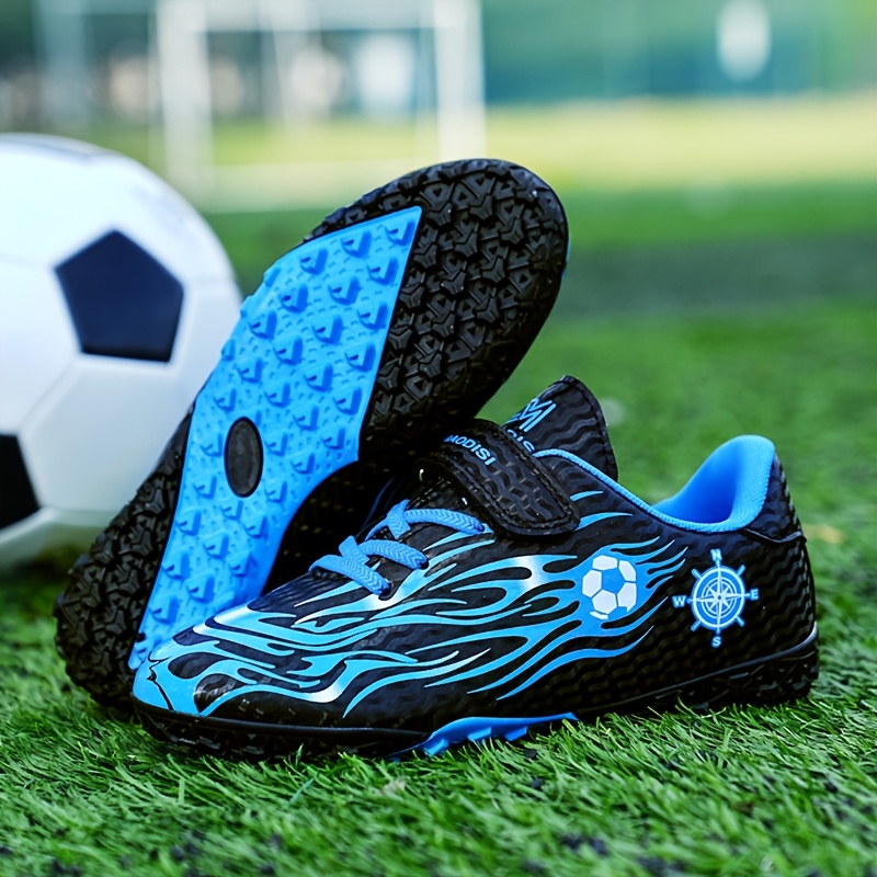   lightweight soccer cleats with tpr studs shock absorbing anti slip football shoes breathable pu upper closure for training matches black   for boys   for girls sports footwear dynamic visual     insole 0