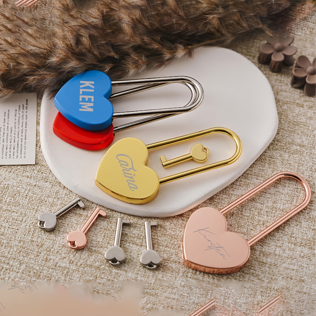 Custom Engraved Heart-Shaped Chain Padlock