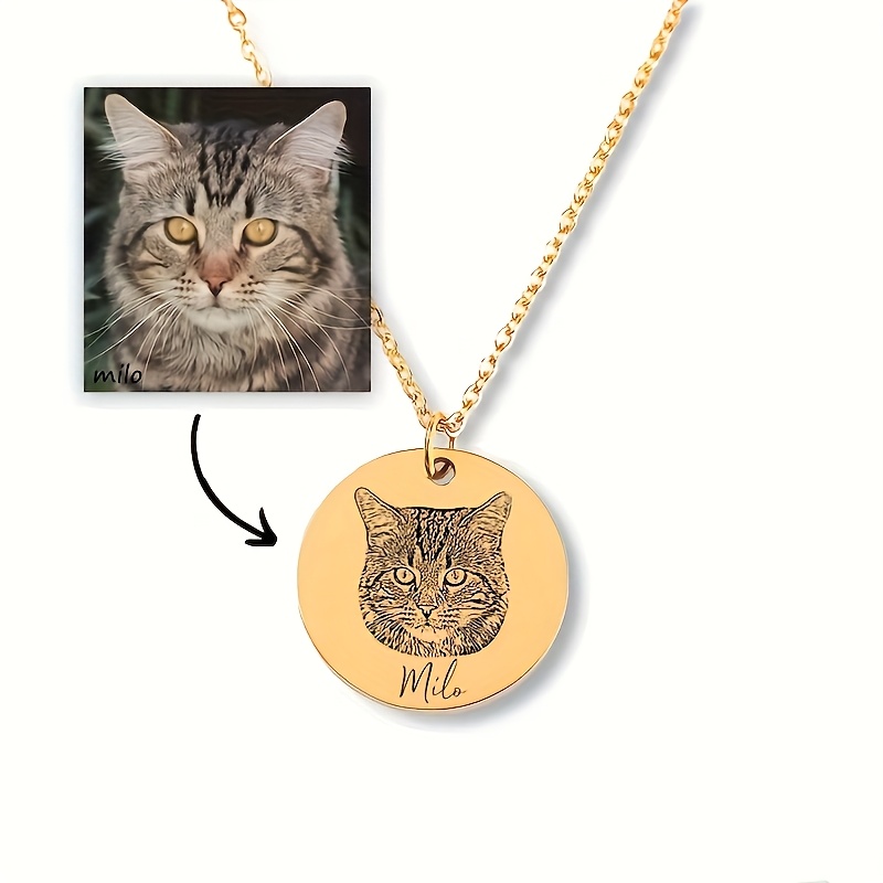 TEMU Customized: Custom Pet Portrait Jewelry, Customized Pet Necklace. Pet Photo Portrait, Customized Pet Necklace, Dog Portrait