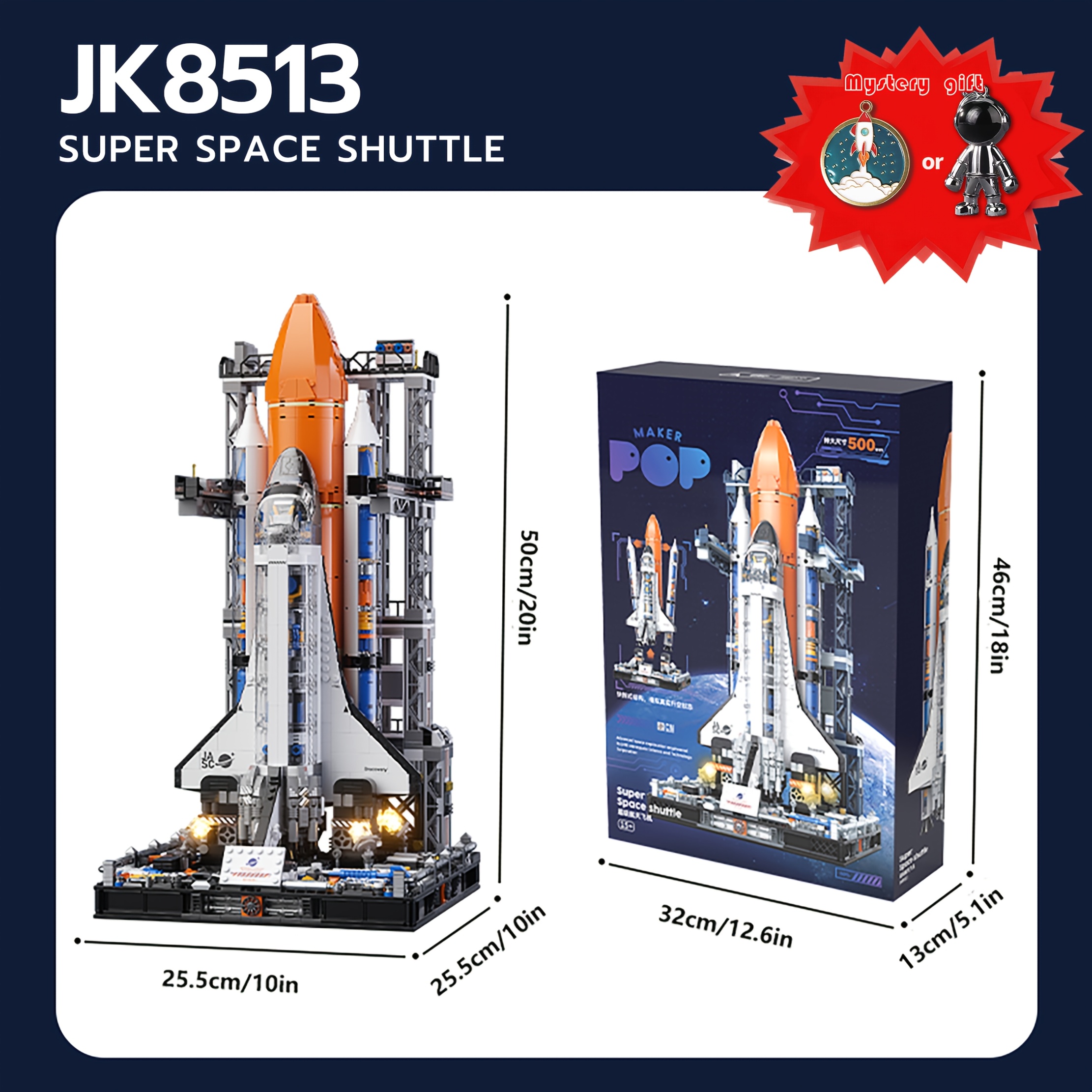 TEMU Jaki Shuttle Building Block, High Quality Large Size Model, Space Rocket Model, Science Fiction Model, Home Decor Puzzle Model, Halloween,