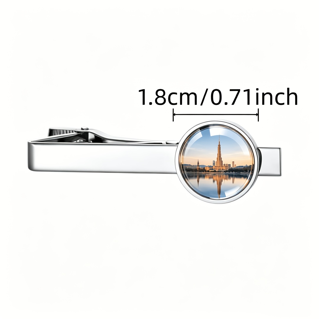 TEMU Custom Personalized Tie Clip, Inlaid Crystal Glass High Transparent Stainless Steel Necktie Pin, Custom Logo Pattern Gentleman Business Decor
