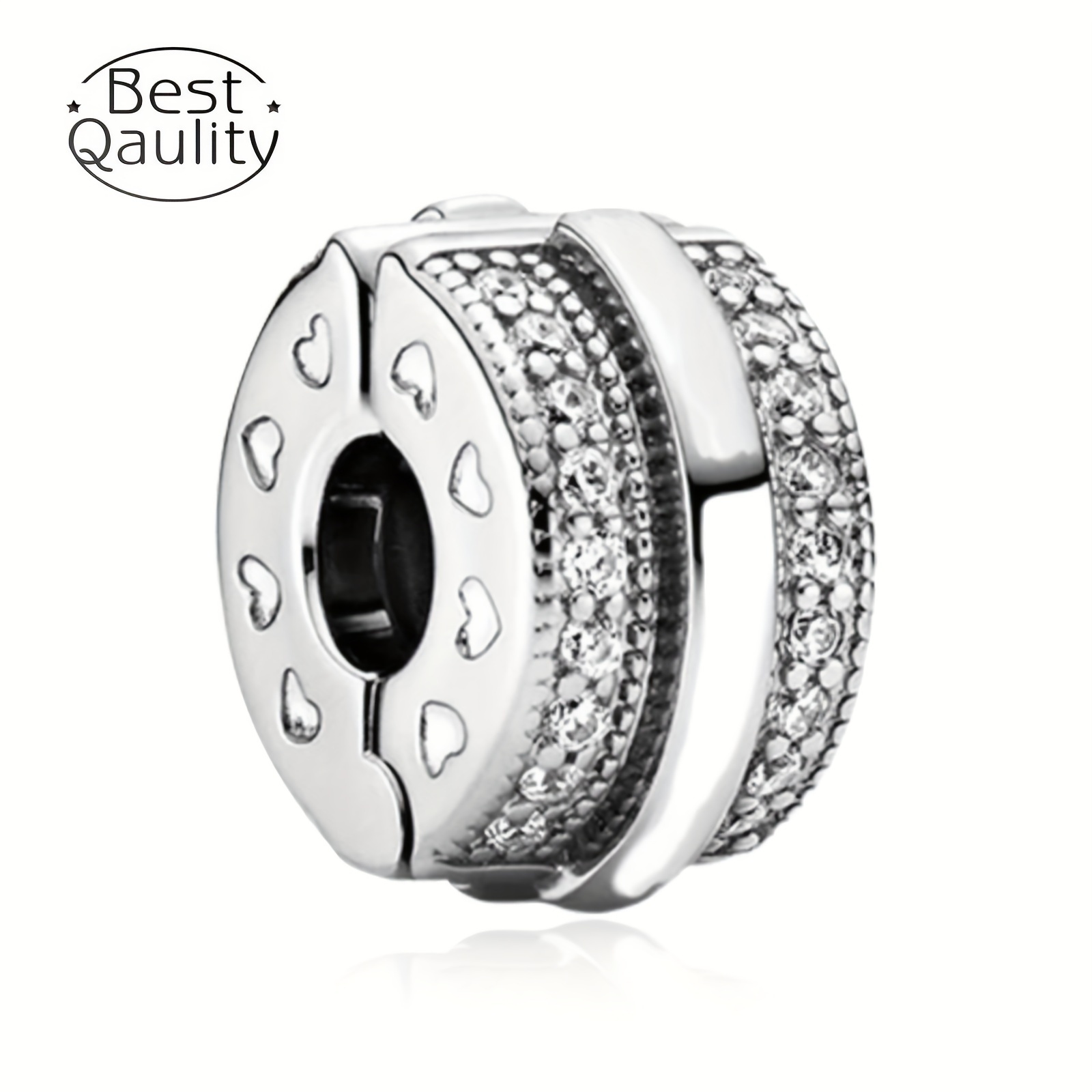 

Fashion 925 Sterling Silver Sparkling Pave Lines Clip Charm For Women Jewelry Making Bracelet Necklace Accessories