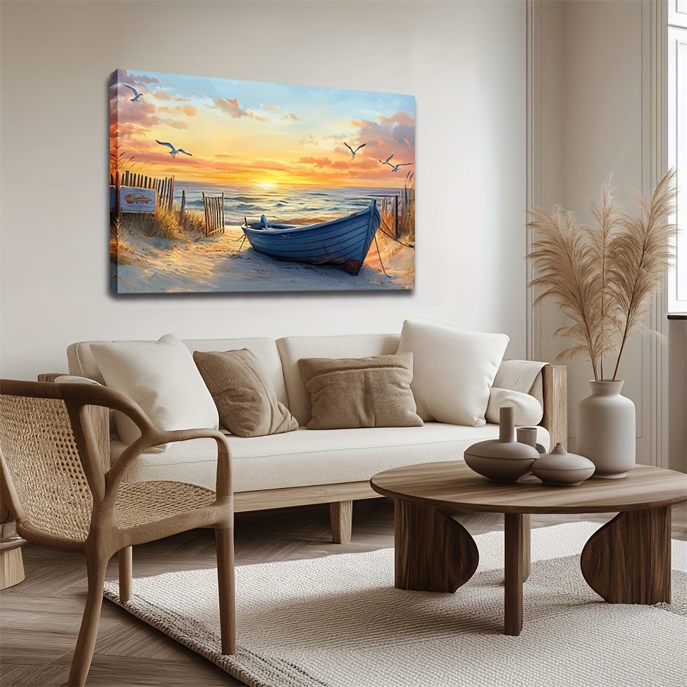 TEMU 2D Piatto, 1 su Tela in Stile Impressionista a Olio 60X90cm 24X36 Pollici Una Barca di Legno per Caff癡, , Cucina, Sala Riunioni, Casa, Ufficio e