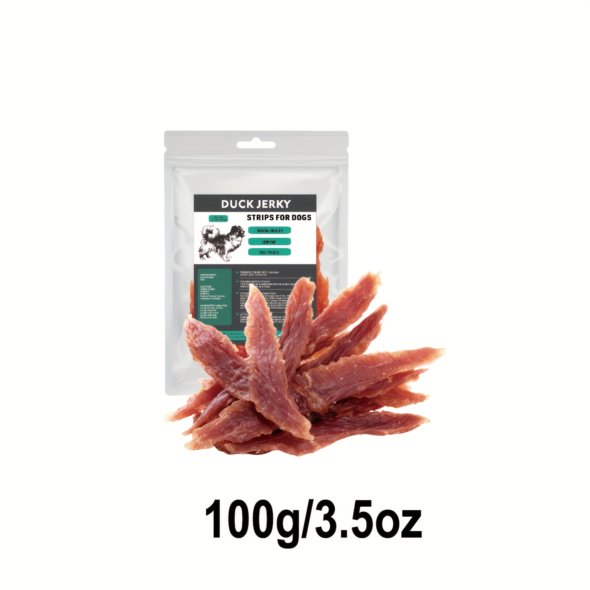 TEMU Duodong Dehydrated Duck Jerky Dog Treats - Duck Strips, Healthy & Nutrient- Training Rewards, Dental Chew & Puppy Teething Snacks For Small &