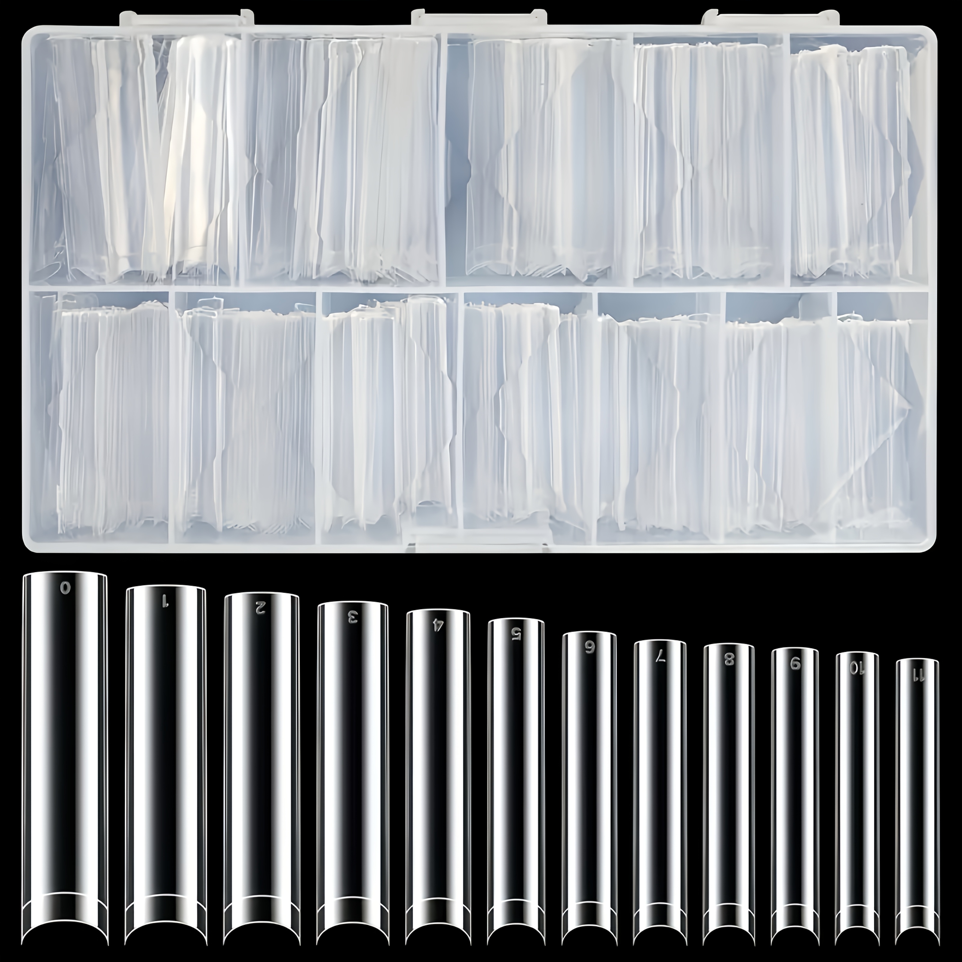 

504pcs Xxxl Clear Acrylic Nail Tips Set - Ultra Long, Square Shape For Diy Extensions & French Manicure - No Grinding Needed, Easy Application