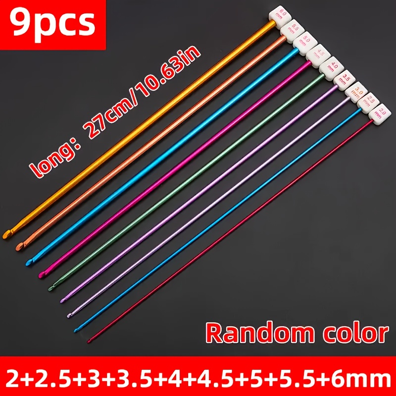4pcs/5pcs/9pcs Complete Aluminum Alloy Extended Hook Crochet & Tunisis Hook Knitting Tool Kit With 2mm-6mm Needles Suitable For Sweaters, Scarves, Doll Making - Heavy-duty Crafting For S & Hobbyists