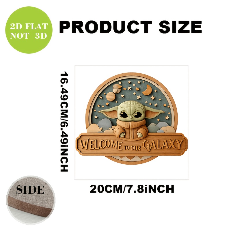 E-shop 2D Flat - 2D Wars Grogu Holz Willkommensschild für die Haustür, Hängeplakette für die Eingangshalle, Wohnraumdekoration