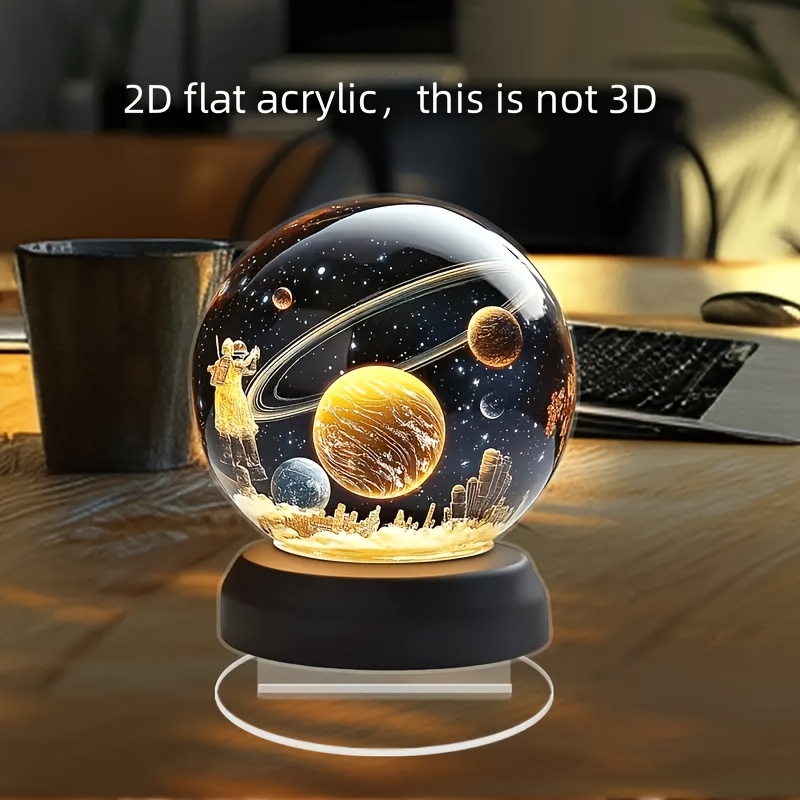 

2d Flat 1pc Boho Style 2d Space Themed Acrylic Crystal Ball Decor - Inspirational Multipurpose Ornament For Home, Garden, Office - Perfect Gift For Friends - No Electricity Needed