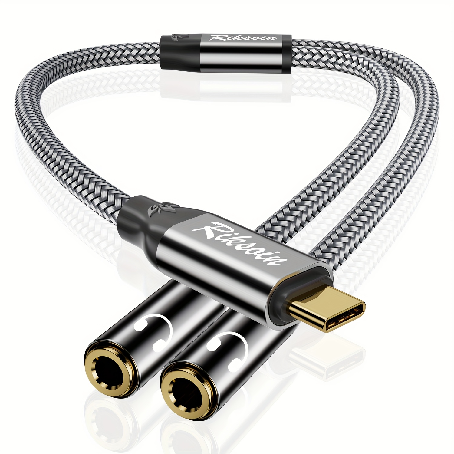 Image of Headphone Splitter, Usb C To Dual 3.5mm Audio Adapter, Type C To 3.5mm Female Extension Cable Compatible With Iphone 16 Pro Max/15 Pro/ Galaxy S25 S24