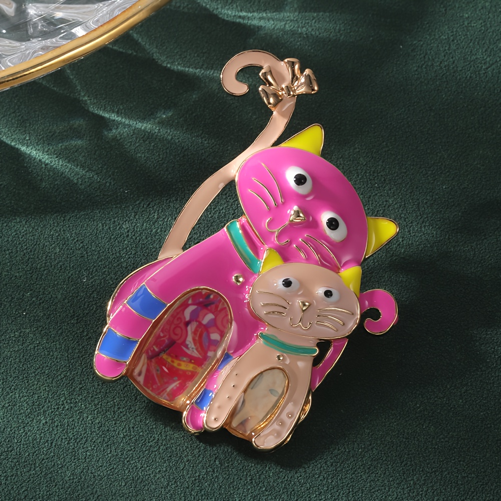 DUOWEI Enamel Sleeping Cat Brooch – Alloy Floral Kitten Pin For Scarf, Jacket, Bag, Cute Gift For Women & Girls