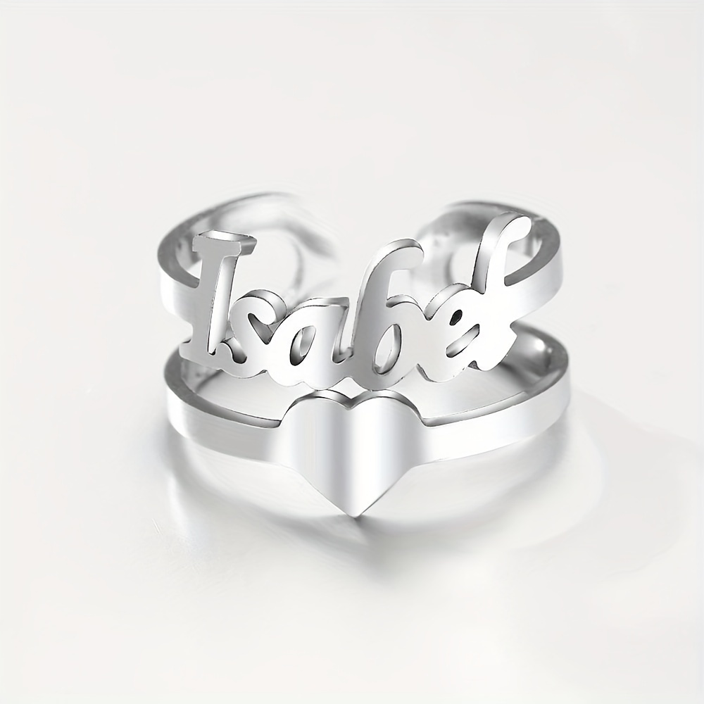 TEMU (Personalizado) Anillo abierto de acero inoxidable con y romántico de moda para mujer, exquisito, fácil, moderno y a , adecuado para el uso