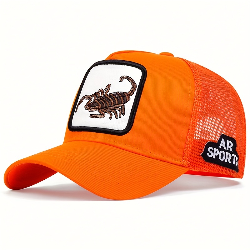 Image of Men's Embroidery Baseball Trucker Hat Animal Net Cap Outdoor Adjustable Sun Hat Casual Cap Suitable For Spring Summer Travel Beach Party