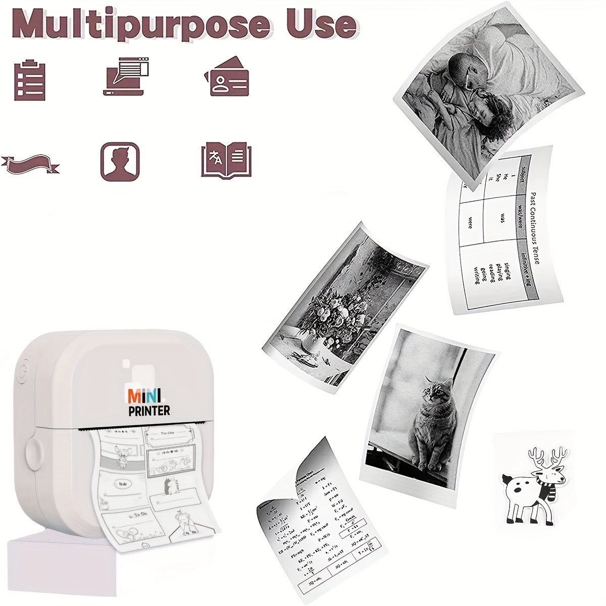 Multifunctional Mini Portable Printer: Instant Photo Printing, Custom Labels, Study Notes, Memos & Holiday Gifts - Single-Color Film - Compact Desktop Label Printer, 25x50mm Labels For Products, Addresses, Small Businesses, Stickers And DIY - Instant On-the-Go Smartphone Printing - For Students, Professionals & Creative Individuals - Perfect Gift for Tech Enthusiasts & DIY Lovers