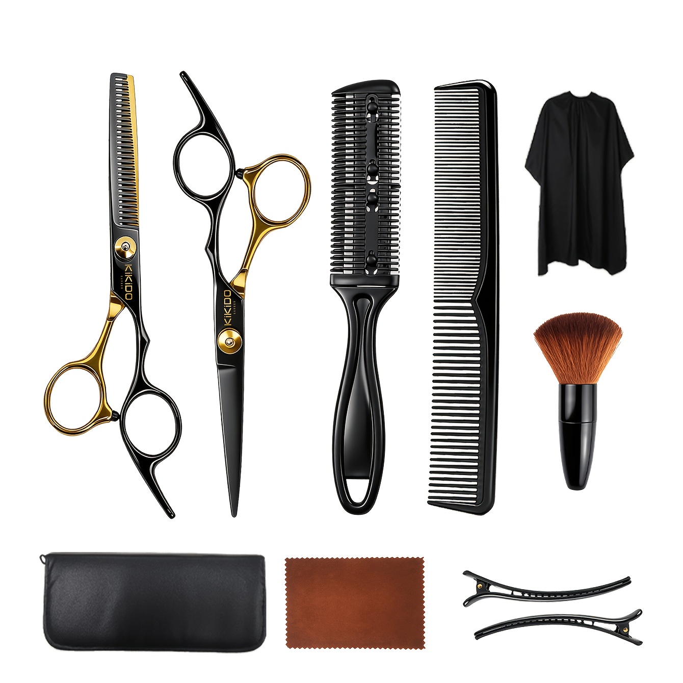TEMU Kikido , 10pcs Set/4pcs Set, Hair Cutting Scissors Series, Hair Cutting Scissors/hair Cutting Cloth/comb/hair Brush/thinning Comb/storage