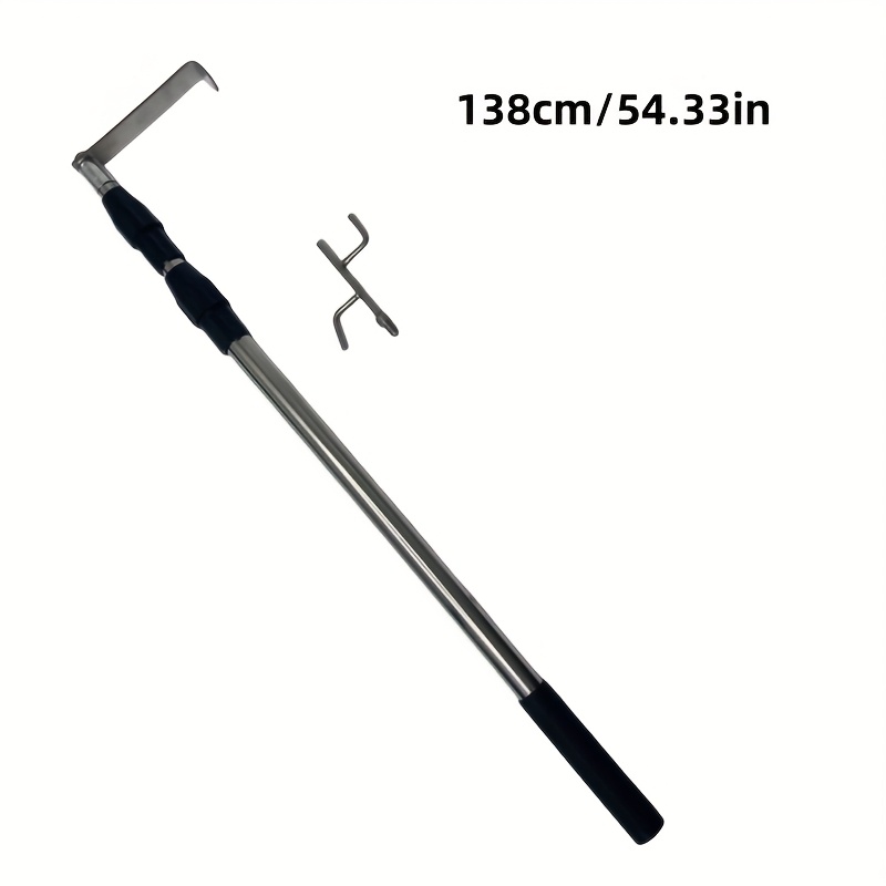 TEMU 1 Ensemble de Pince Télescopique en Acier Inoxydable pour Benne de Camion, Outil de Récupération de Charge avec Manche Extensible, Crochet