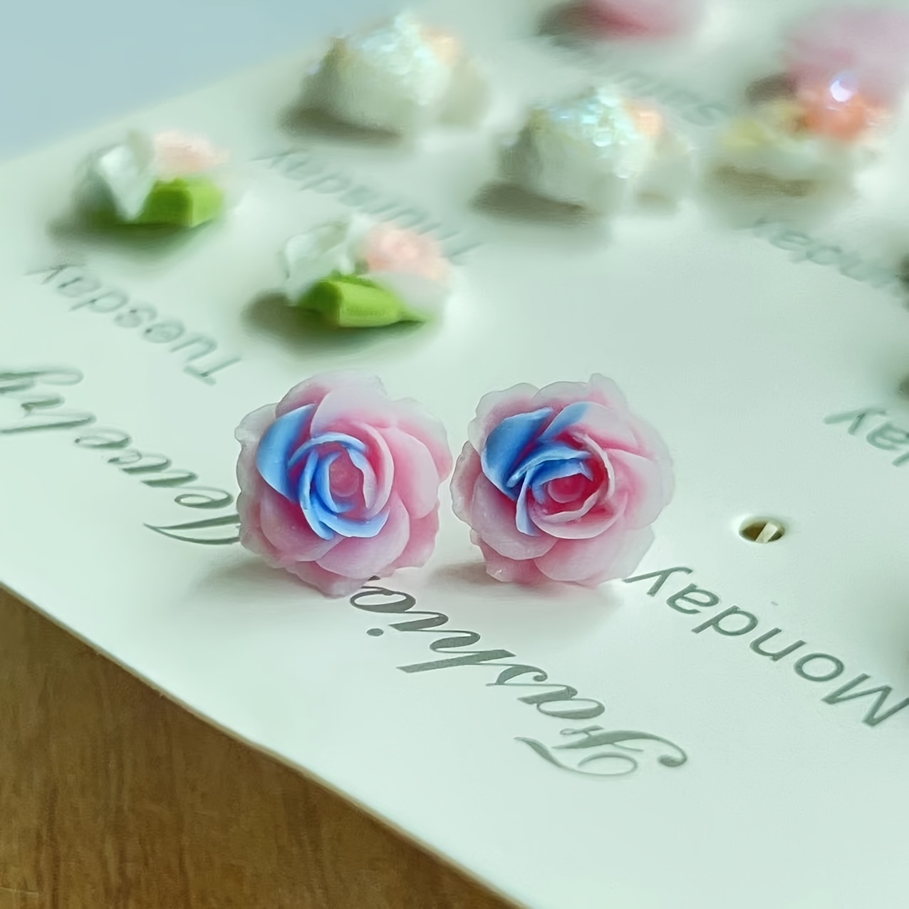 Floral Resin Earrings Gift Set with Plastic Posts