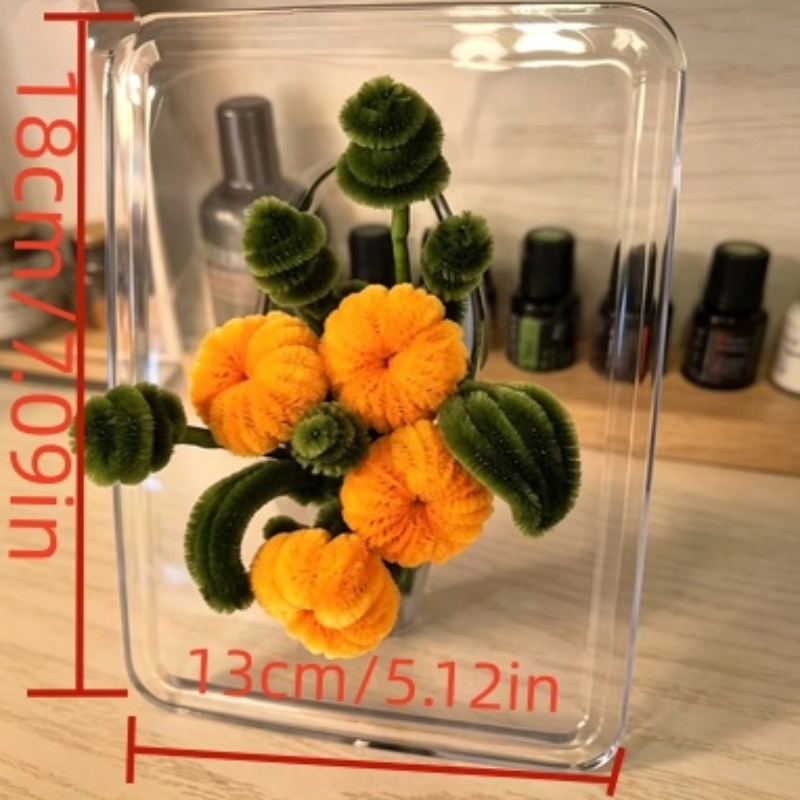 Modern Transparent Acrylic Texture Vase, Heavy-duty Rectangular Vase, , Home Office, Ornament, Minimalist Style Desktop Decoration, Compatible With Artificial/