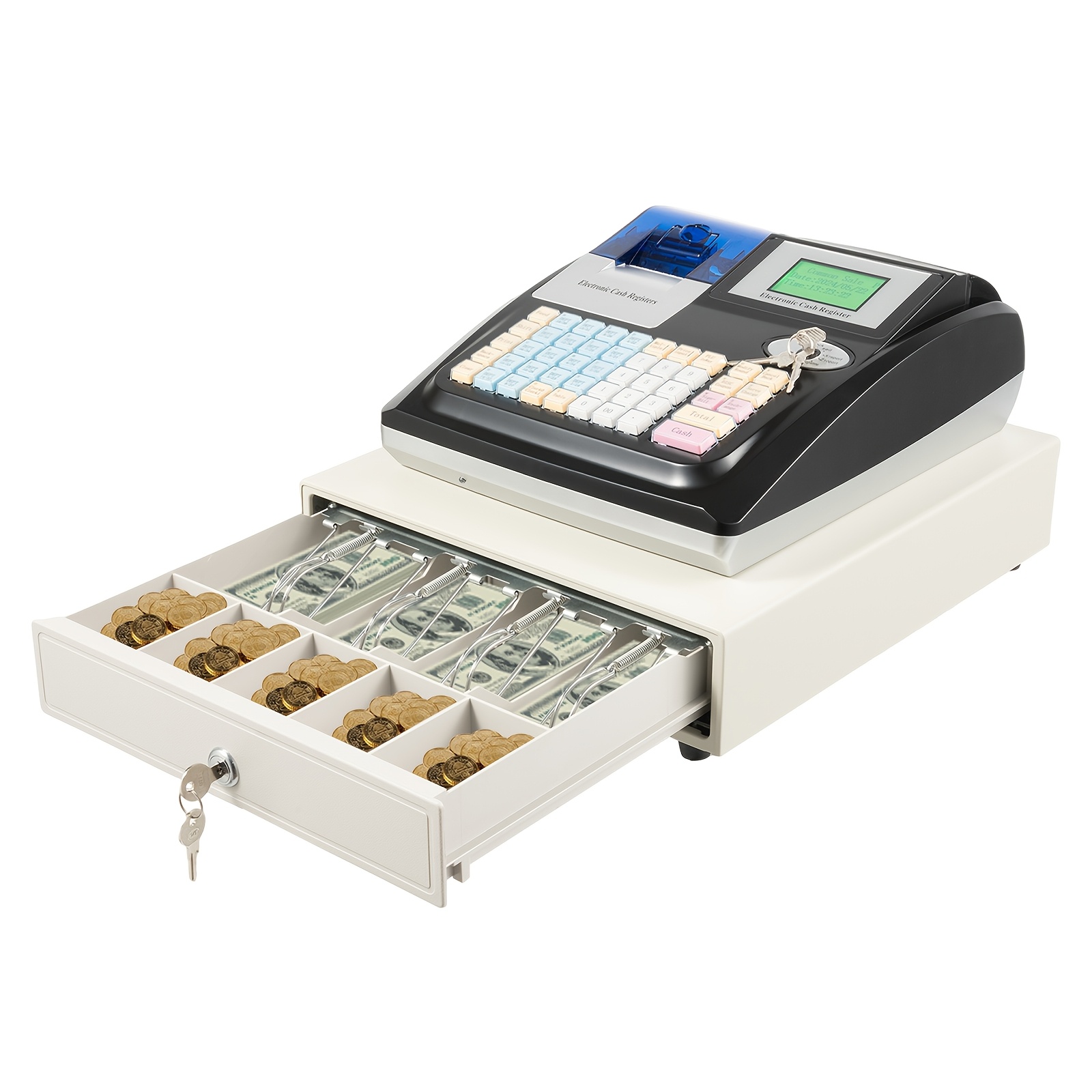 Electronic Cash Register 48 Key POS Casher 8 Digital LED Display with
