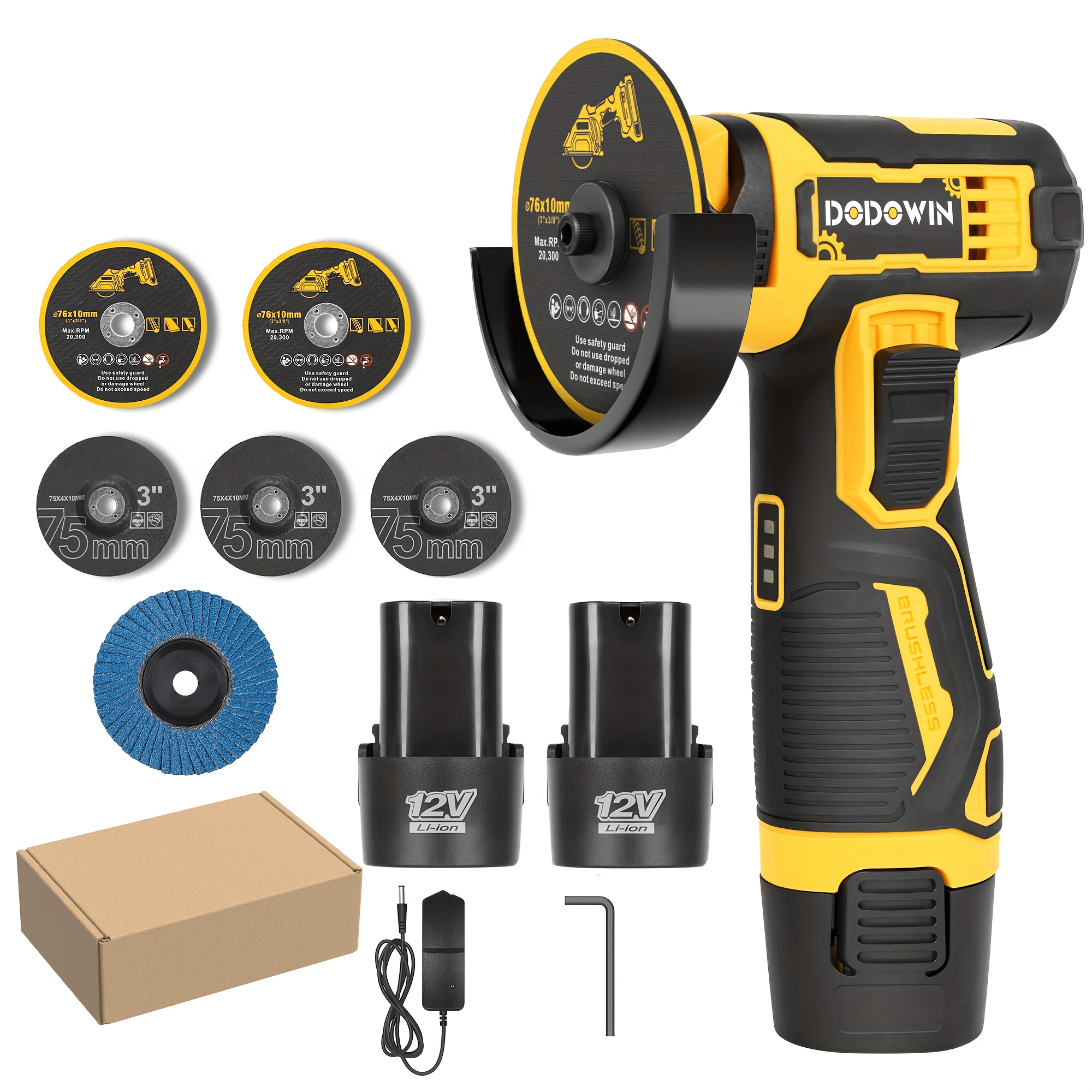 TEMU Mini Meuleuse d'Angle Fil, Kit d'Outils Électriques, avec Batterie Haute Capacité et Chargeur Rapide (1 ou 2 Batteries Disponibles), Meuleuse au