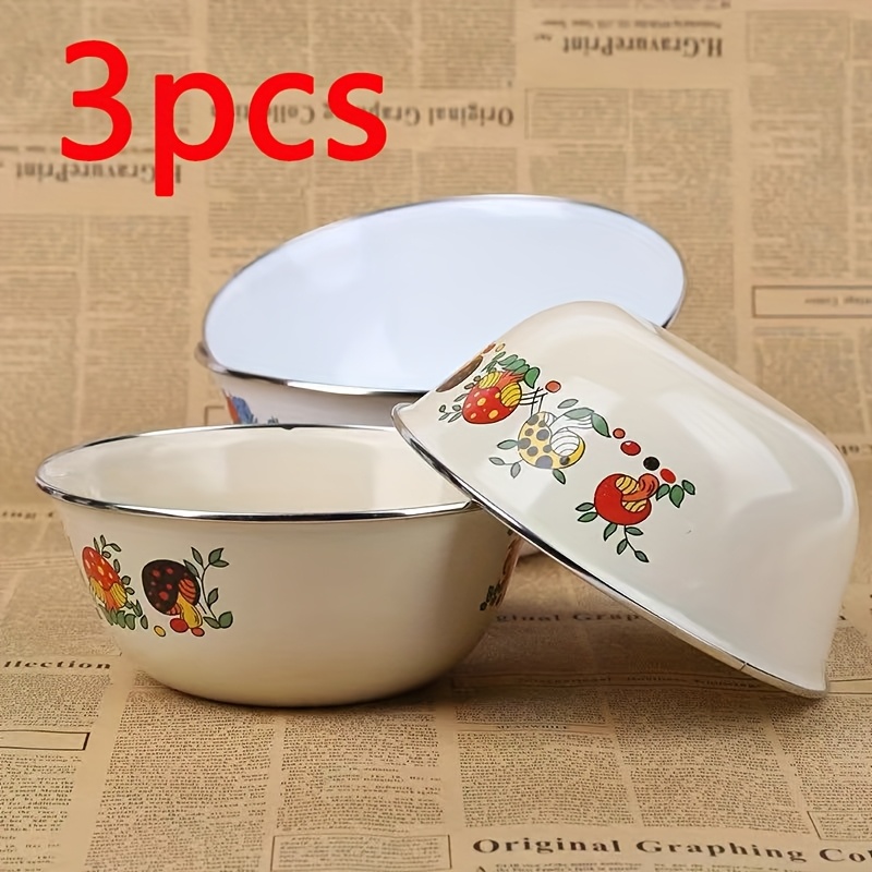 TEMU Retro 3pcs Set - Sturdy And Durable Storage Bowls For Preserving And Storing Fruits, Vegetables, And Snacks. Essential For Outdoor Camping And
