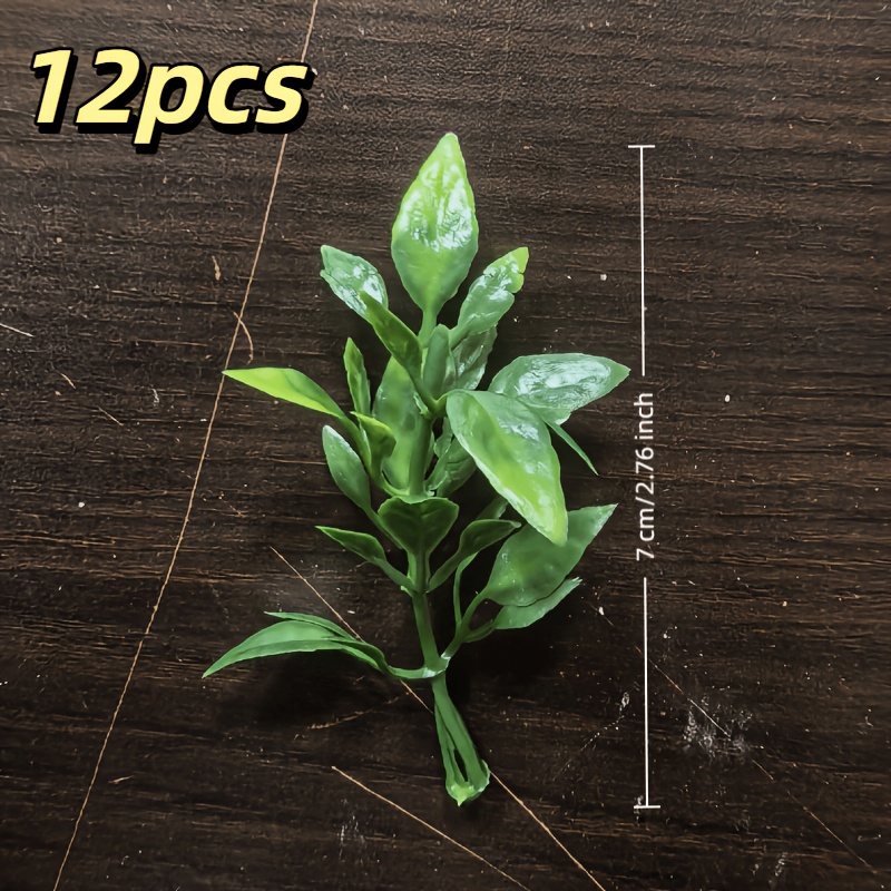 TEMU Set da 12 pezzi di mini piante artificiali in plastica, vegetazione simulata a 4 , adatte per decorazioni in vaso, composizioni da giardino e