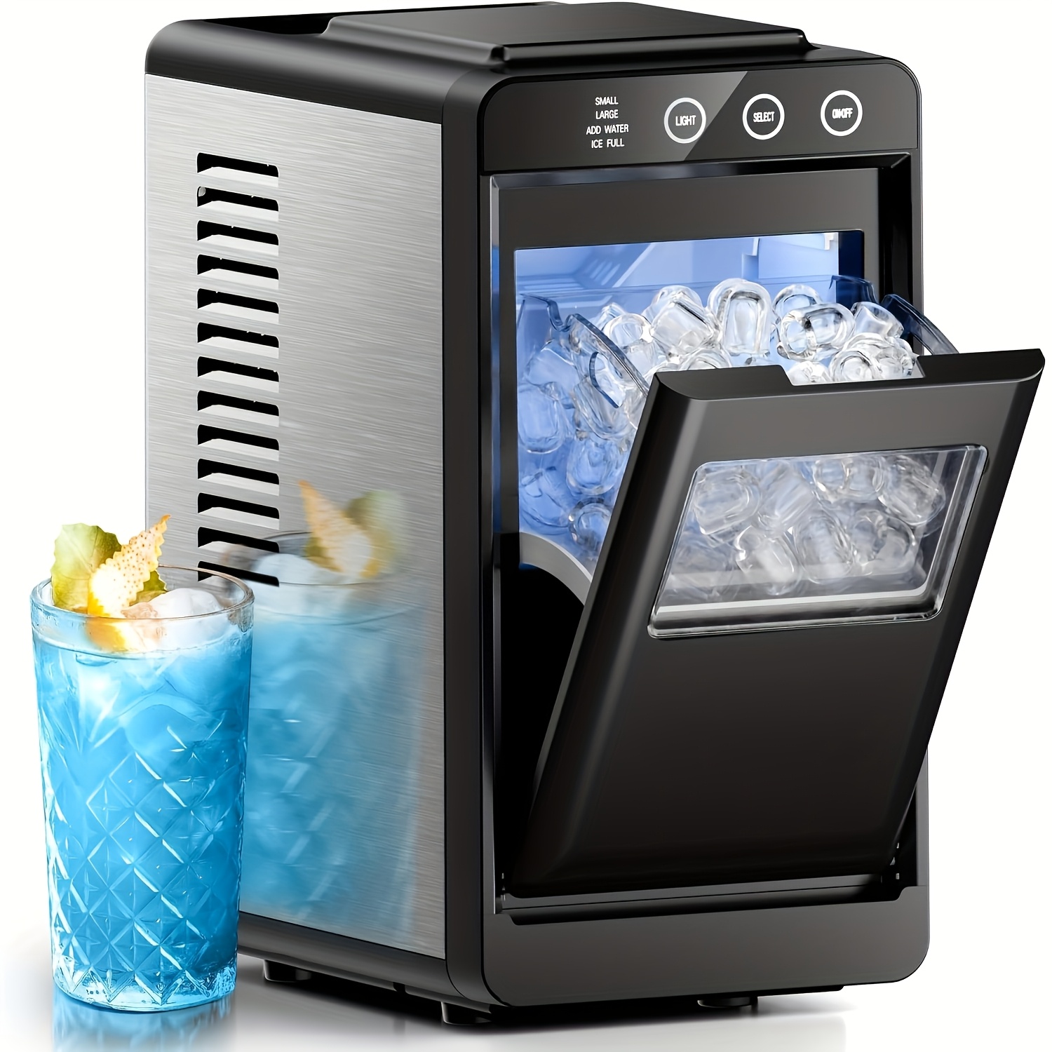 TEMU Maker Countertop, 28lbs/ 24h Ice Production, 16 Cubes In 6 Mins, Portable Countertop Ice Maker Machine With Self-cleaning For Home & Kitchen