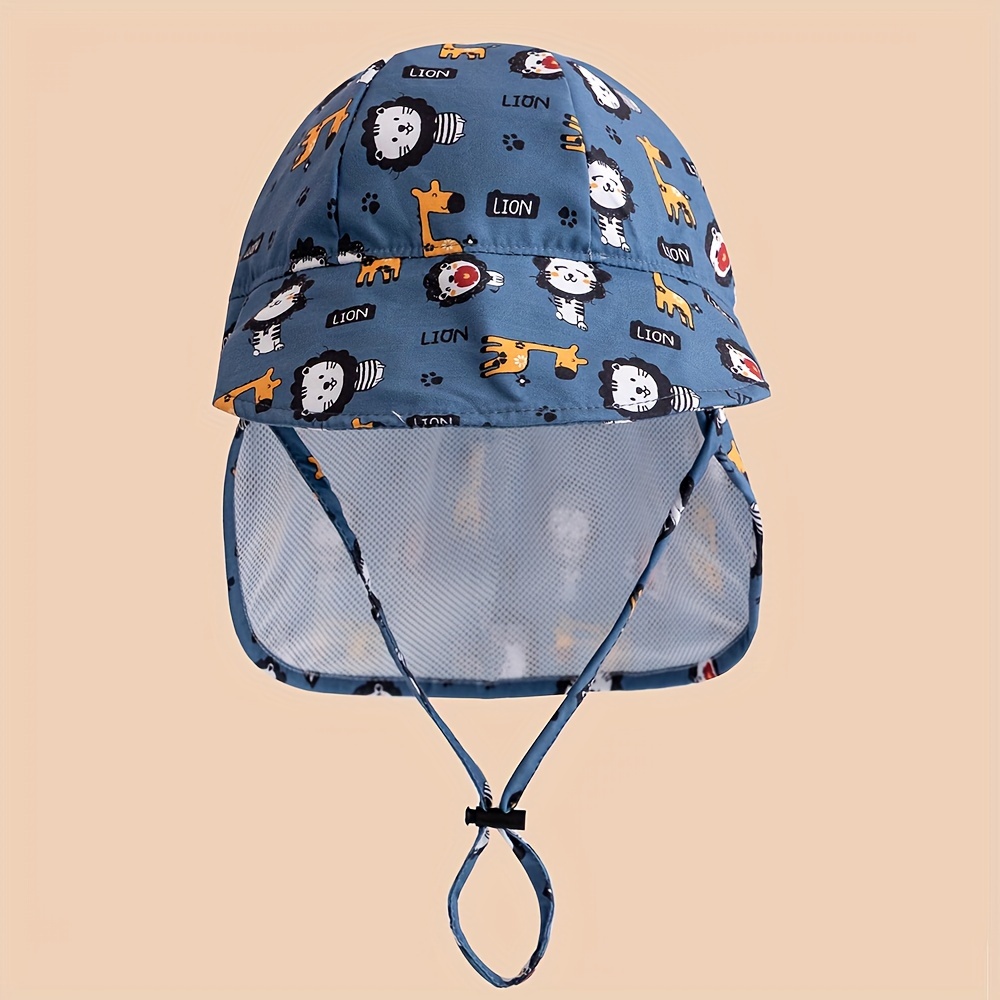 Cappello Da Sole Leone Per Bimbi - UPF 50+, Impermeabile, Per Neonati 3-24 Mesi, Con Cordini Regolabili - Foto 3