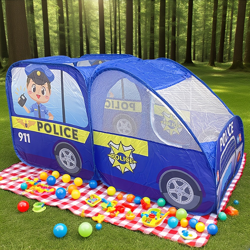 blue two section police car tent truck design pretend play Temu Oman