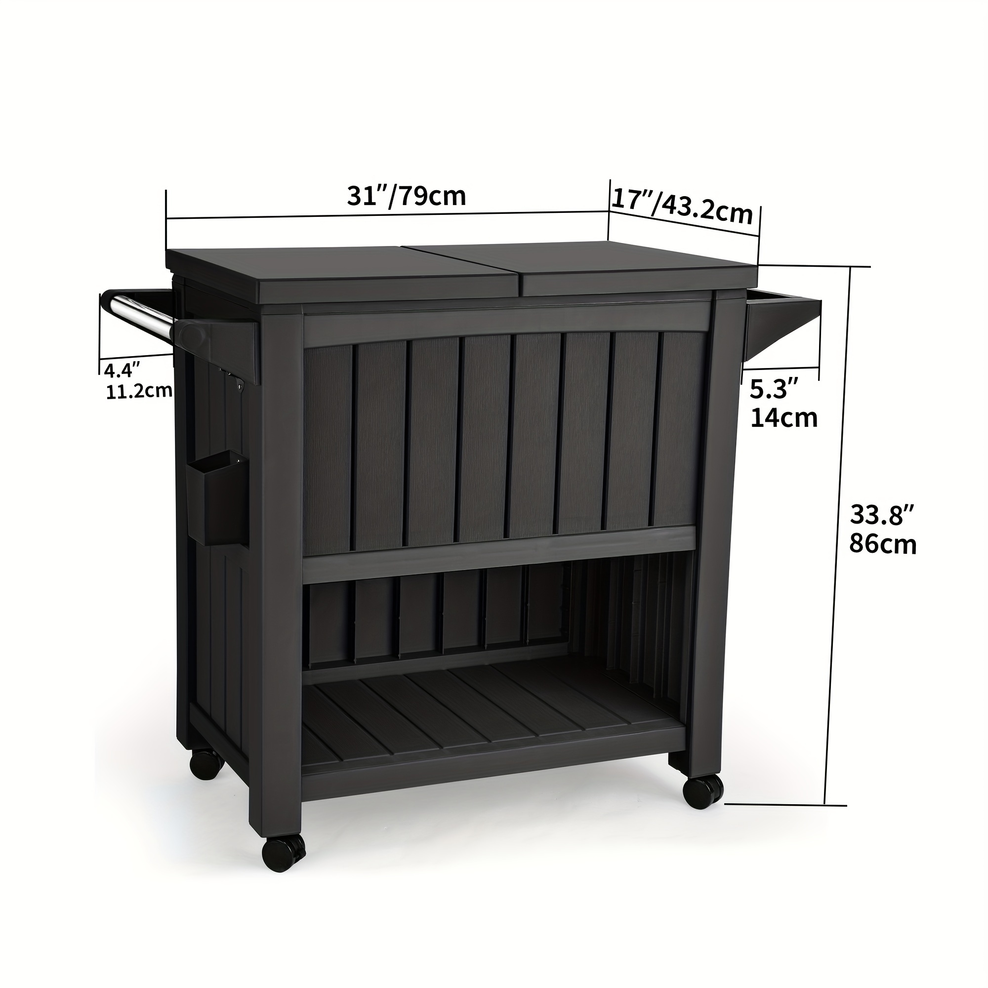 85 Quart Rolling Cooler Cart With Bottle Opener Drainage, Portable Patio Cooler On Wheels, Outdoor Beverage, Ice Chest Cart For Pool Deck Party BBQ Cookouts (Black)