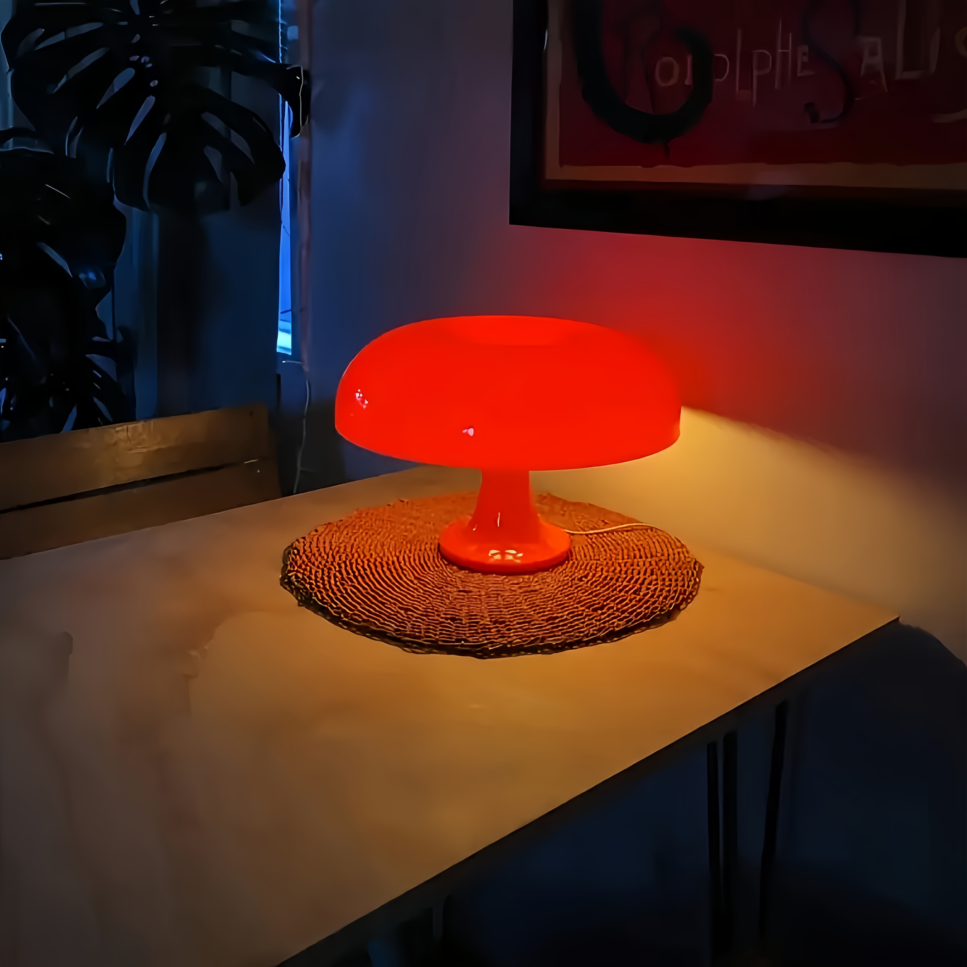 1pc Orange LED Mushroom Lamp - USB-Powered Decorative Night Light with Warm Glow for Bedroom, Kitchen, or Study, Modern Ambient Lighting for Cozy Spaces, Bedroom Lighting | Whimsical Lamp Design | Glossy Finish Lamp, Table Lamp for Bedroom