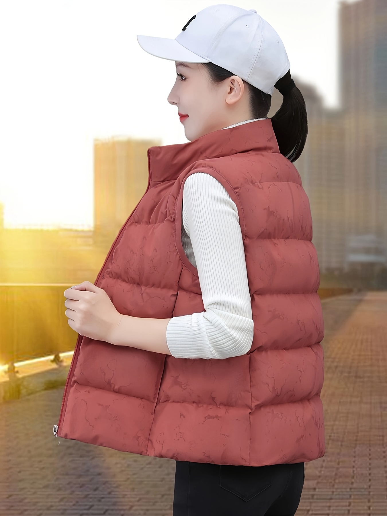 Quilted Winter Vest Womens Hooded Quilted Zip Up Gilet